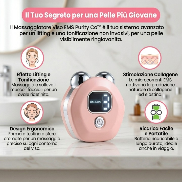 Bliara™ - Mini Massaggiatore Facciale EMS/Vibrazione – Da Borsetta
